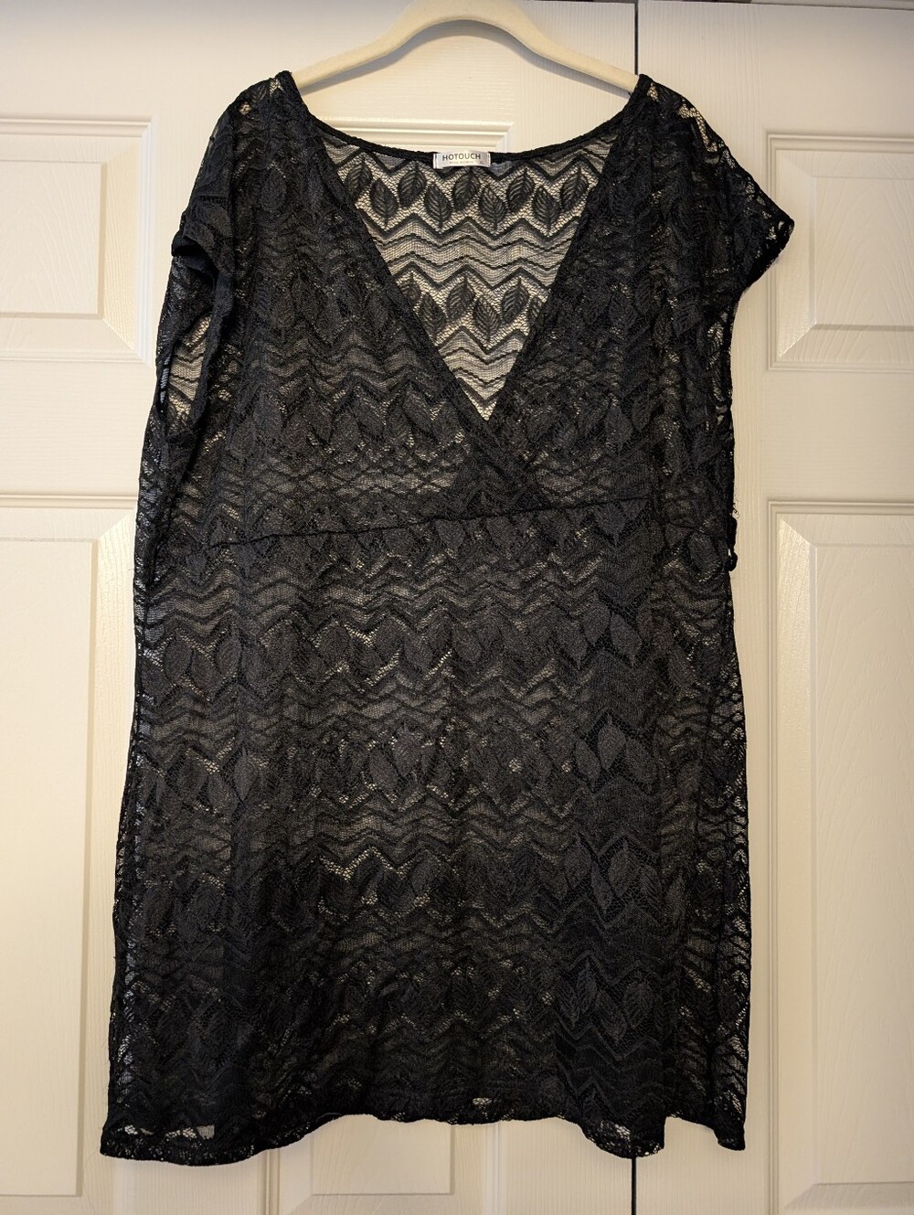 Black Lace V-Neck Swim Coverup